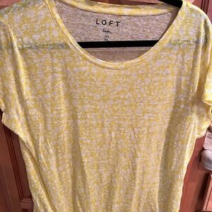 LOFT Yellow and White Short Sleeve Tee